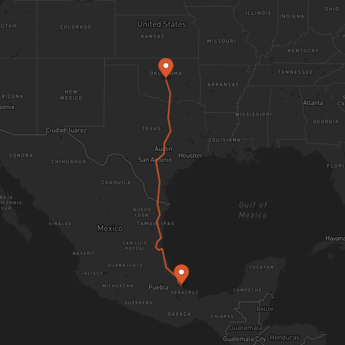 Ruta Oklahoma City - Veracruz