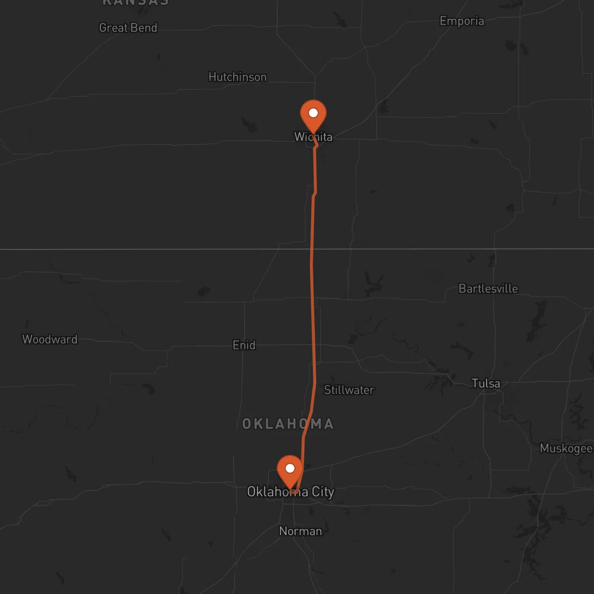 Ruta Wichita - Oklahoma City