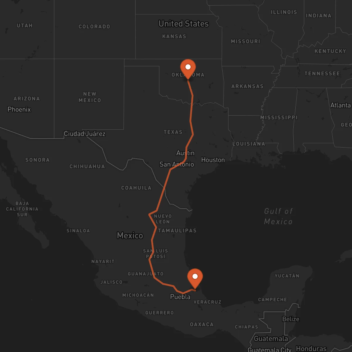 Ruta Xalapa - Oklahoma City