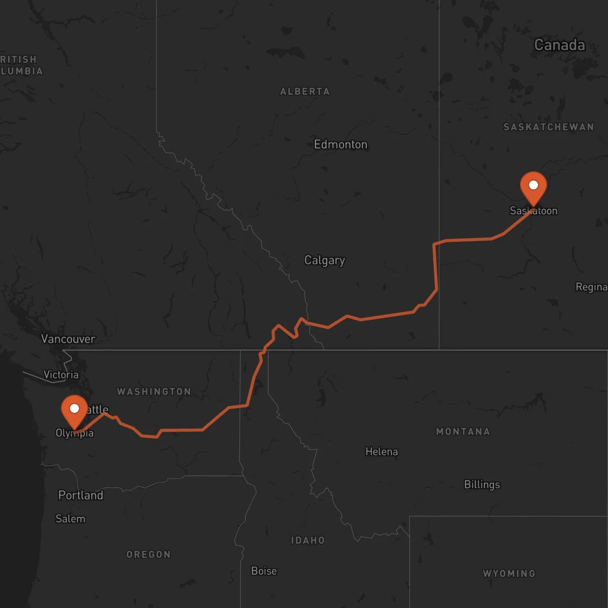 Ruta Saskatoon - Olympia