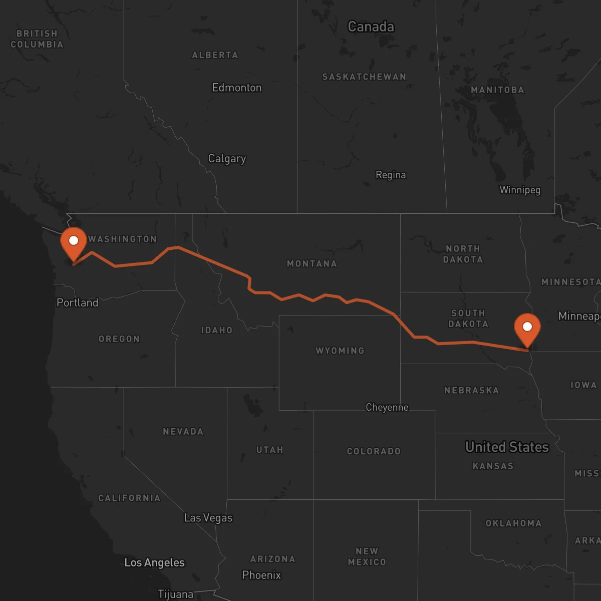 Ruta Olympia - Sioux Falls