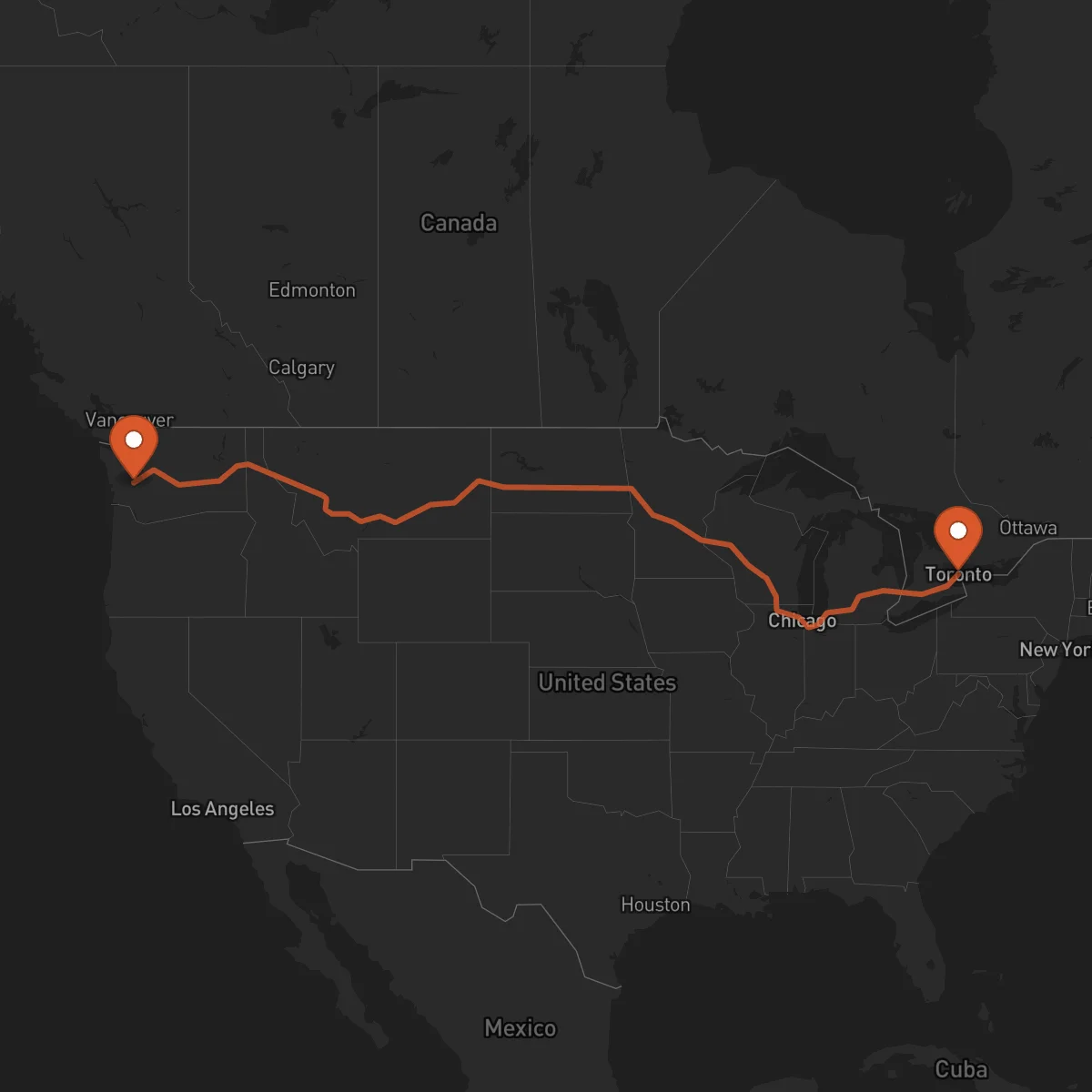 Ruta Toronto - Olympia