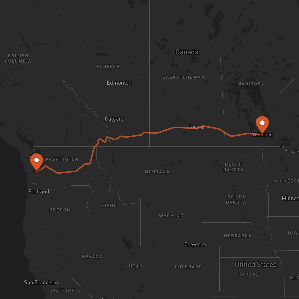 Ruta Olympia - Winnipeg