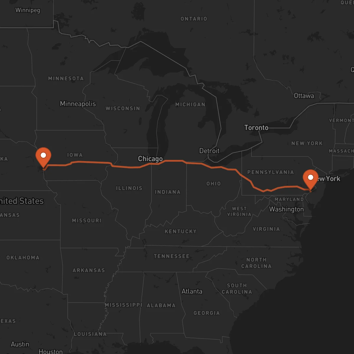 Ruta Philadelphie - Omaha