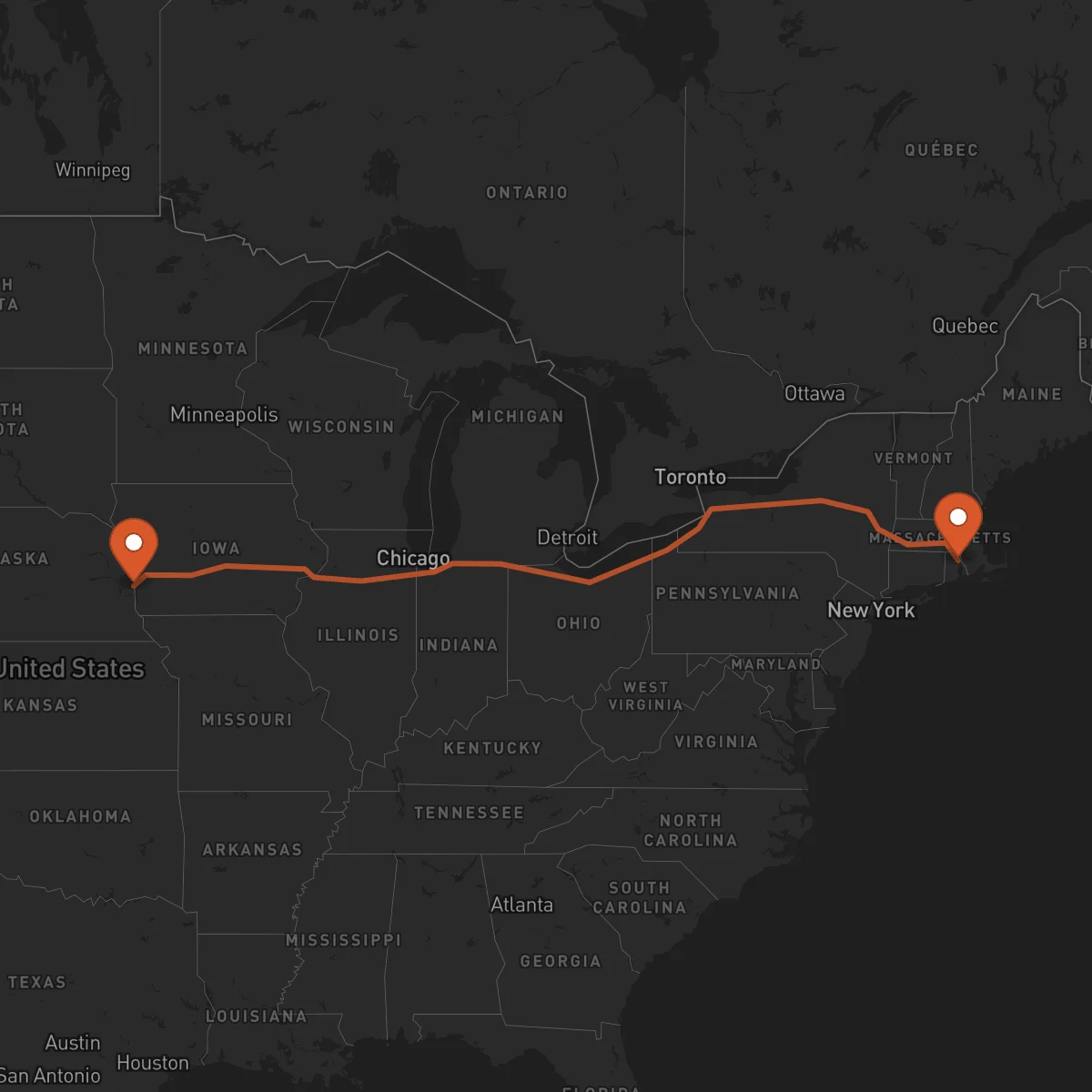 Ruta Providence - Omaha