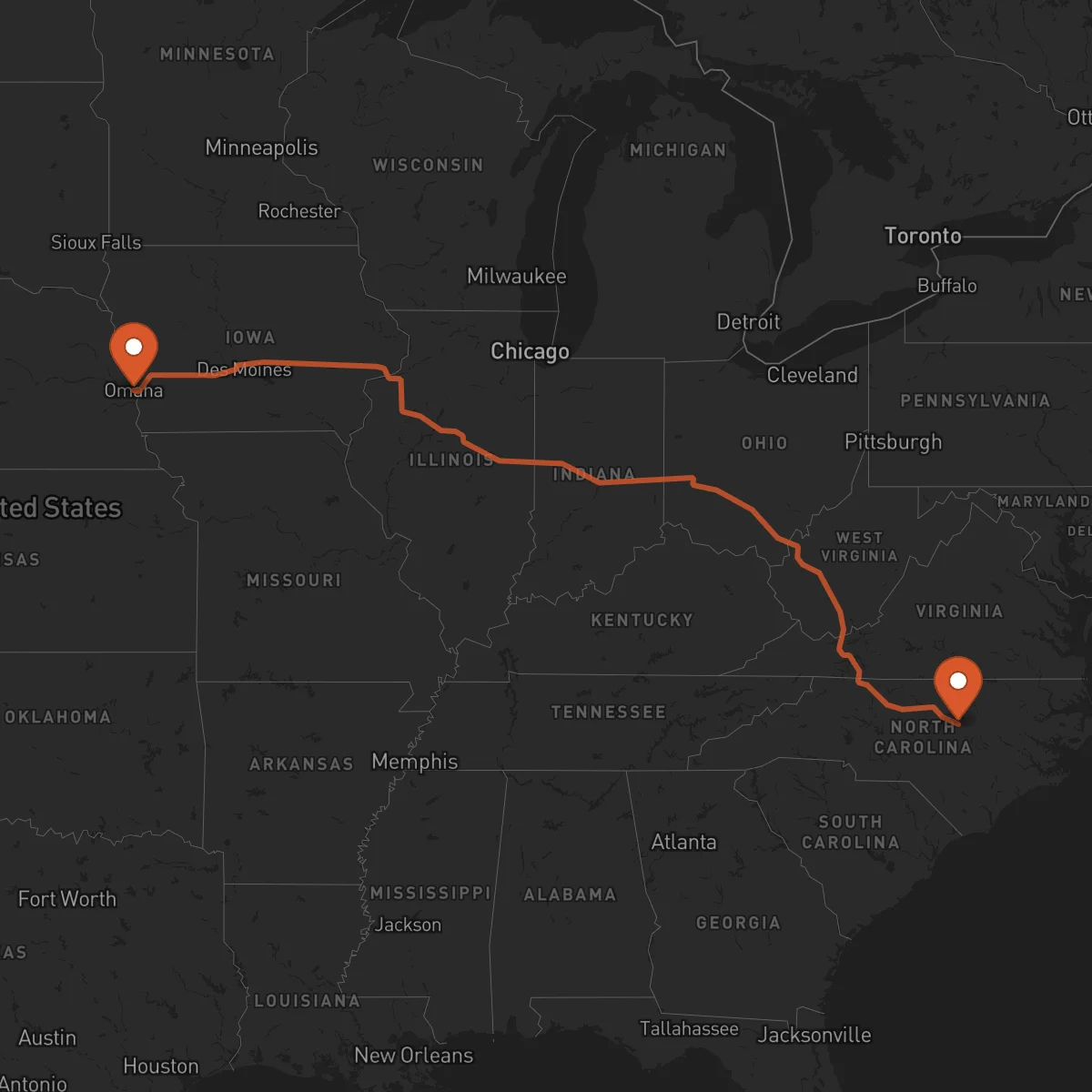 Ruta Raleigh - Omaha