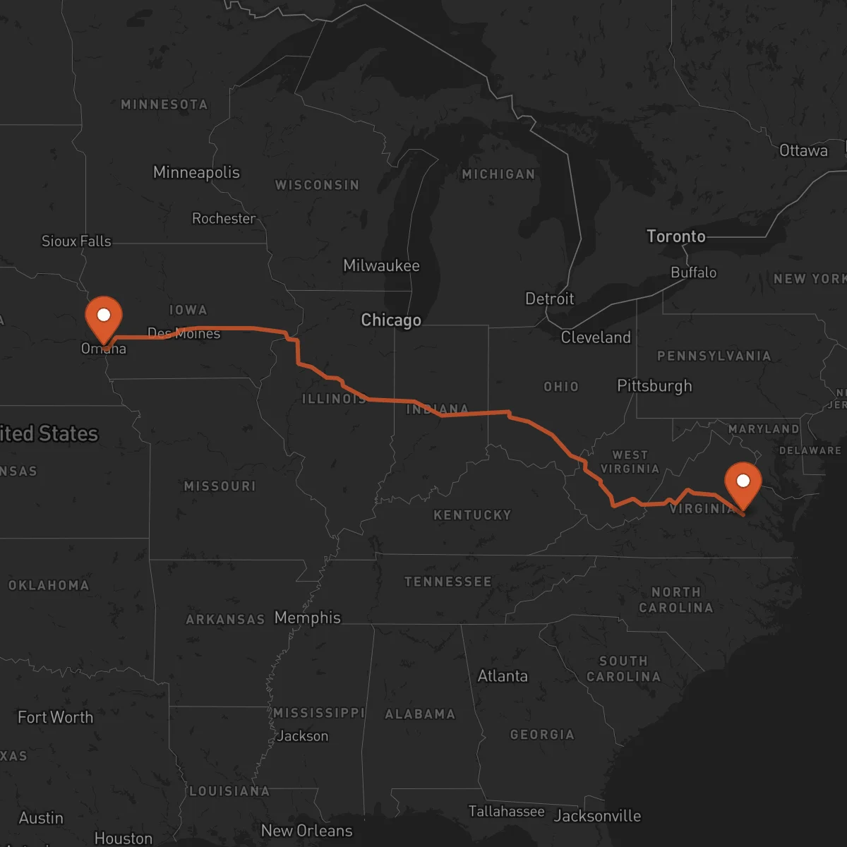 Ruta Richmond - Omaha