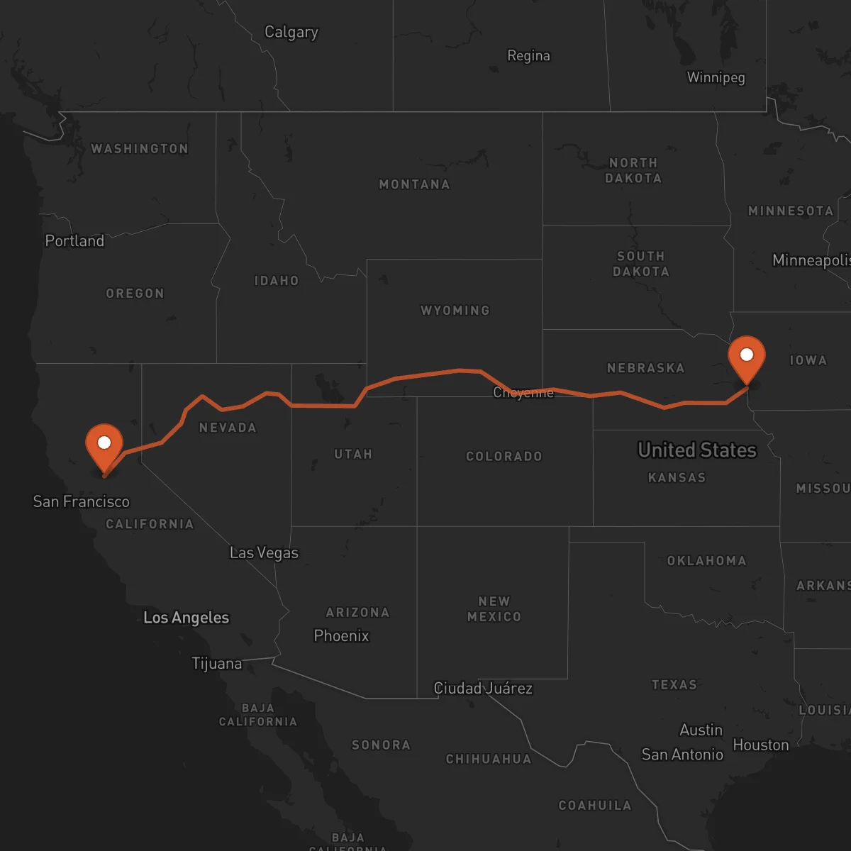 Ruta Omaha - Sacramento