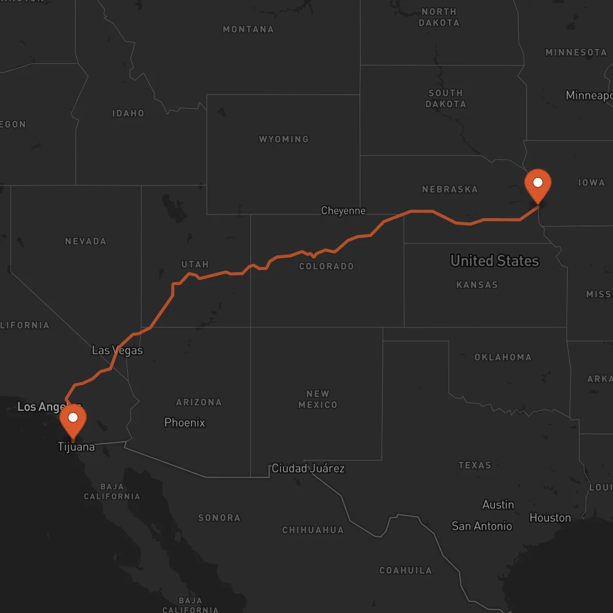 Ruta Omaha - San Diego