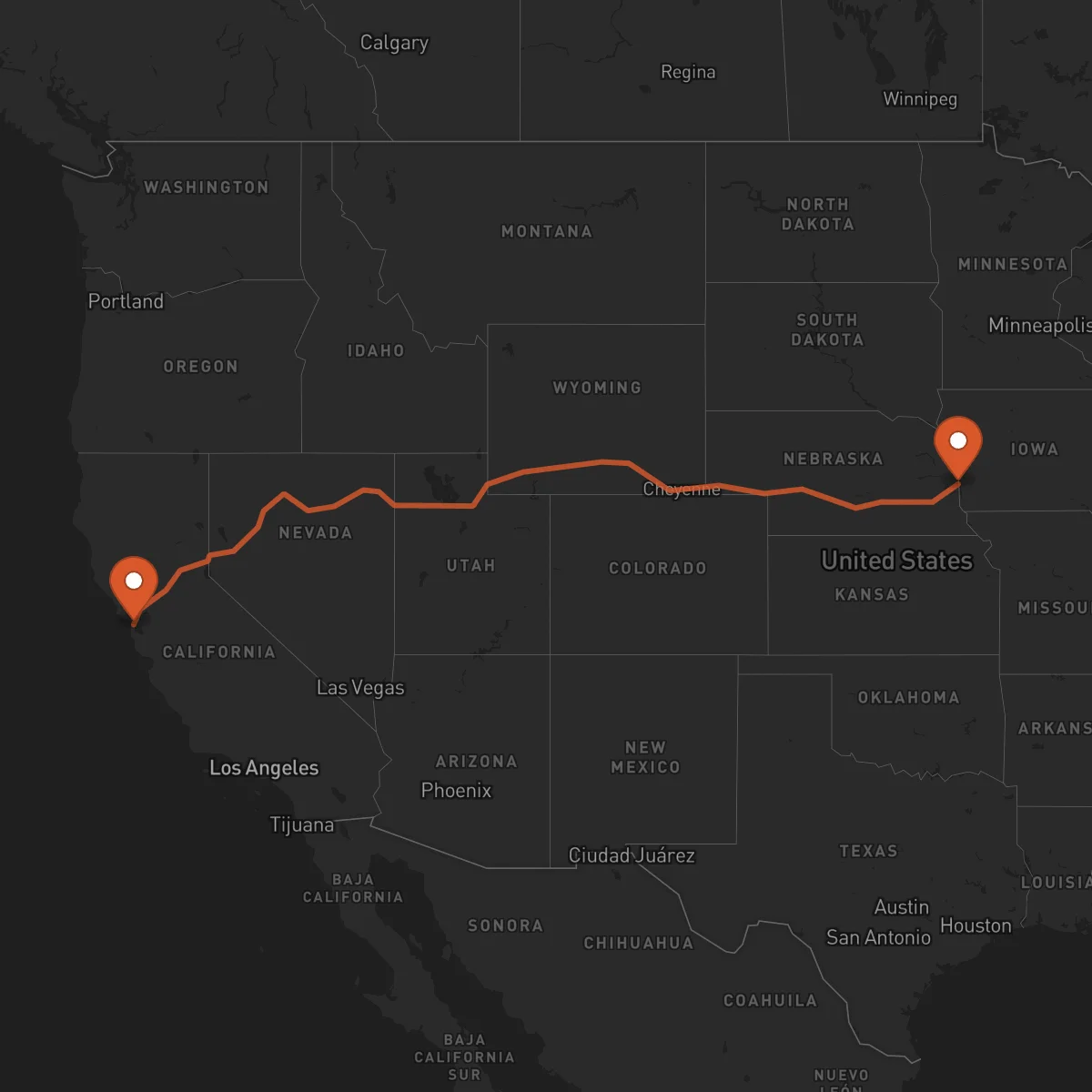 Ruta San Francisco - Omaha