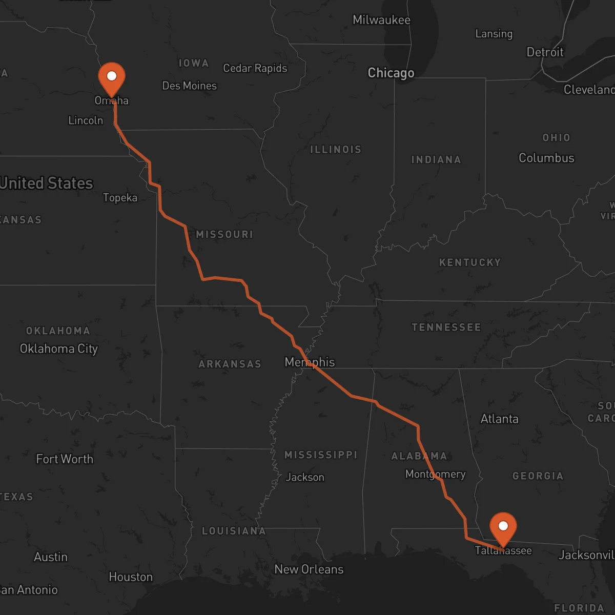 Ruta Omaha - Tallahassee
