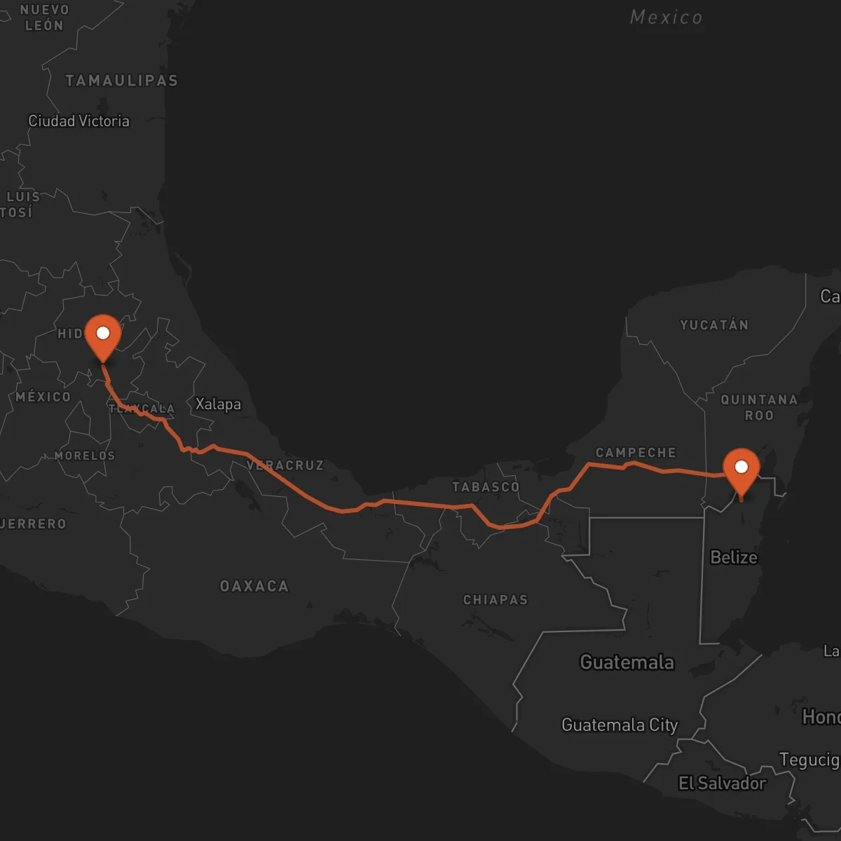 Ruta Pachuca de Soto - Orange Walk Town