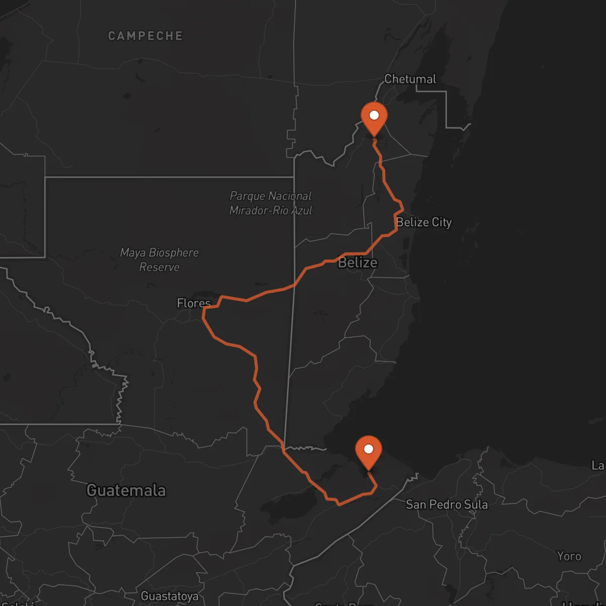 Ruta Orange Walk Town - Puerto Barrios