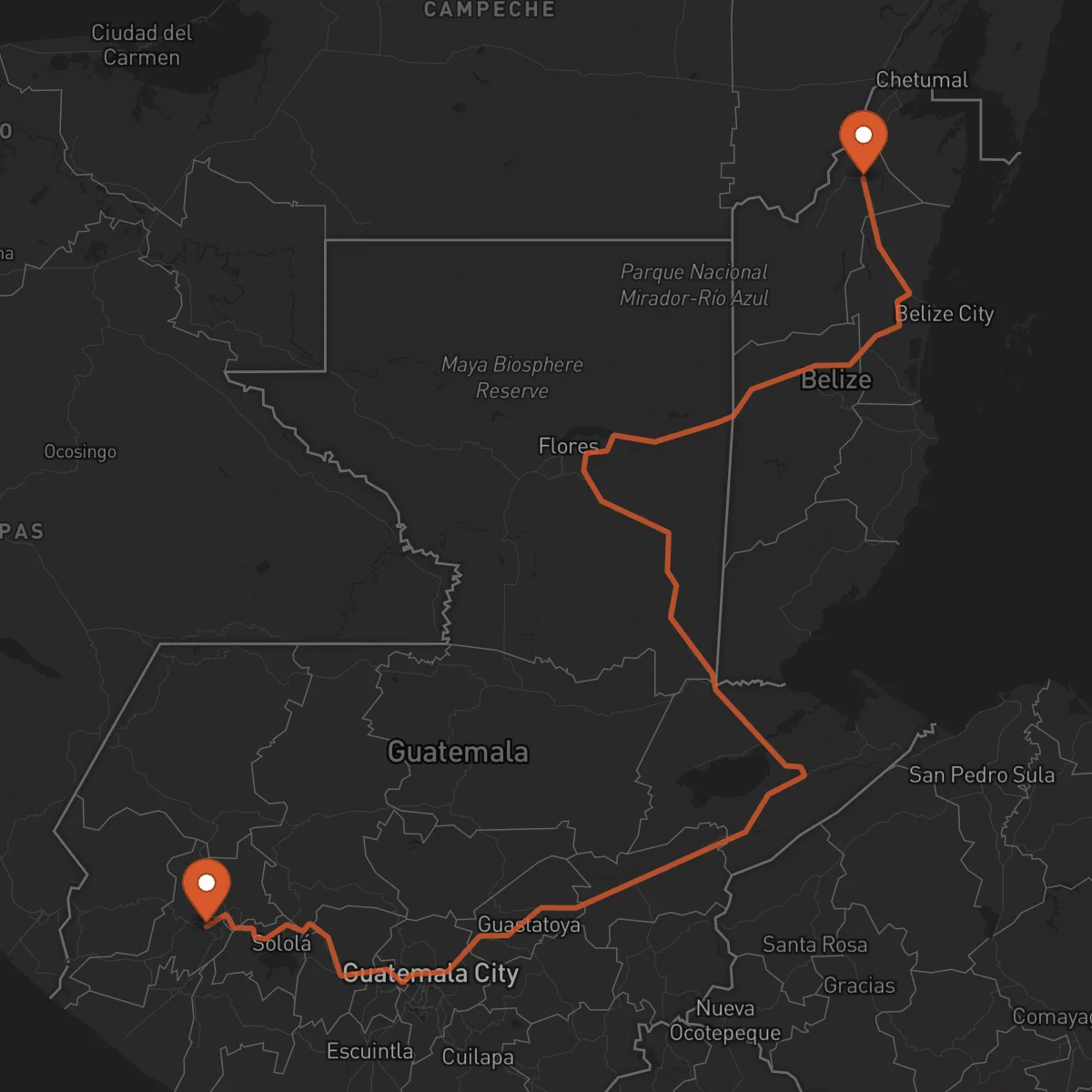 Ruta Quetzaltenango - Orange Walk Town