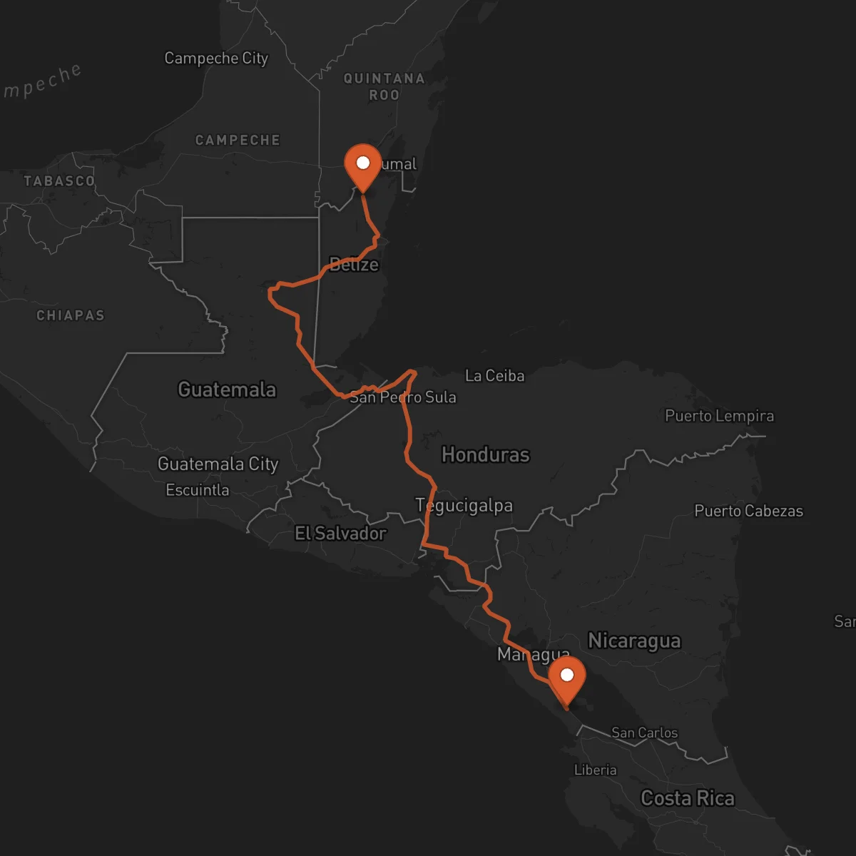 Ruta Orange Walk Town - Rivas