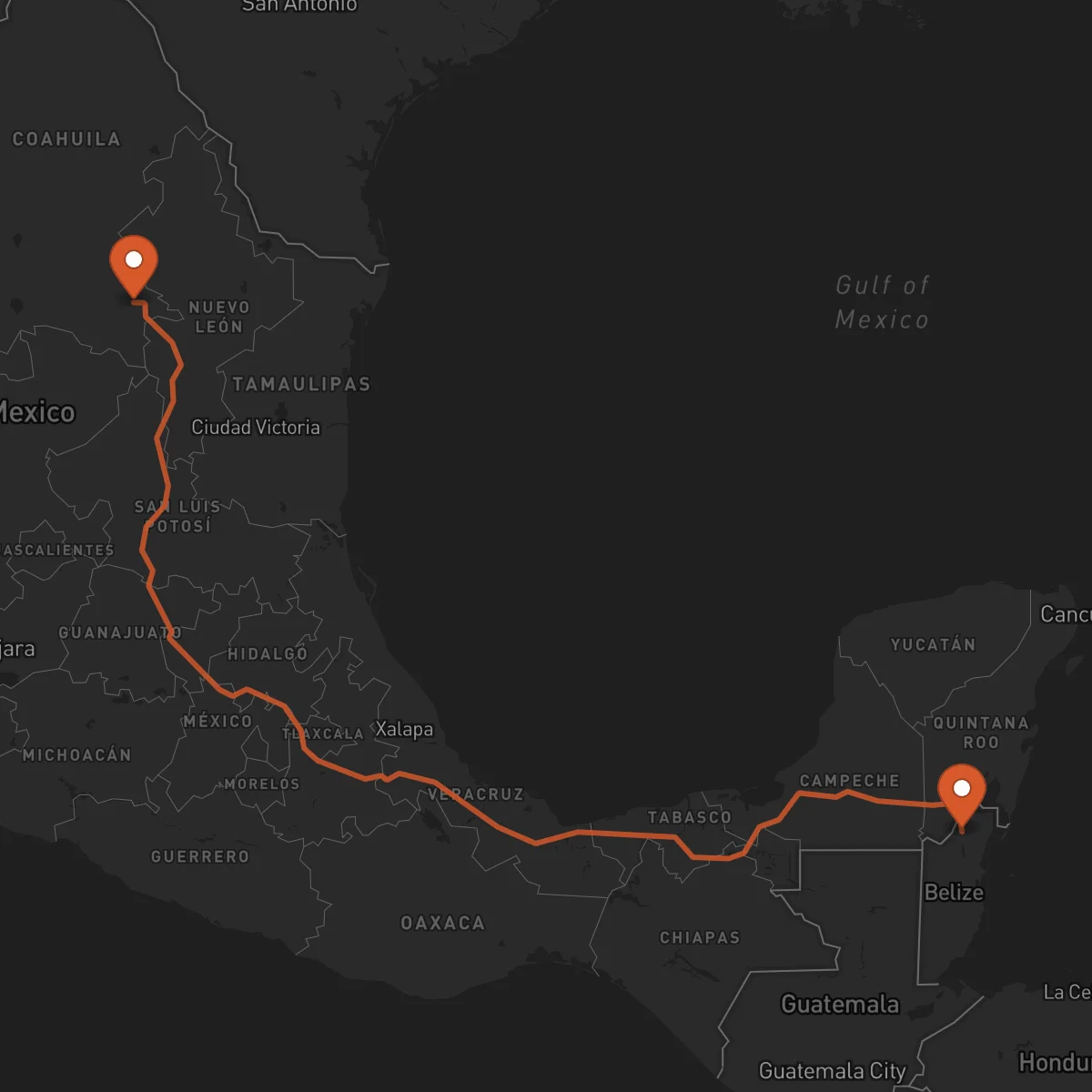 Ruta Saltillo - Orange Walk Town