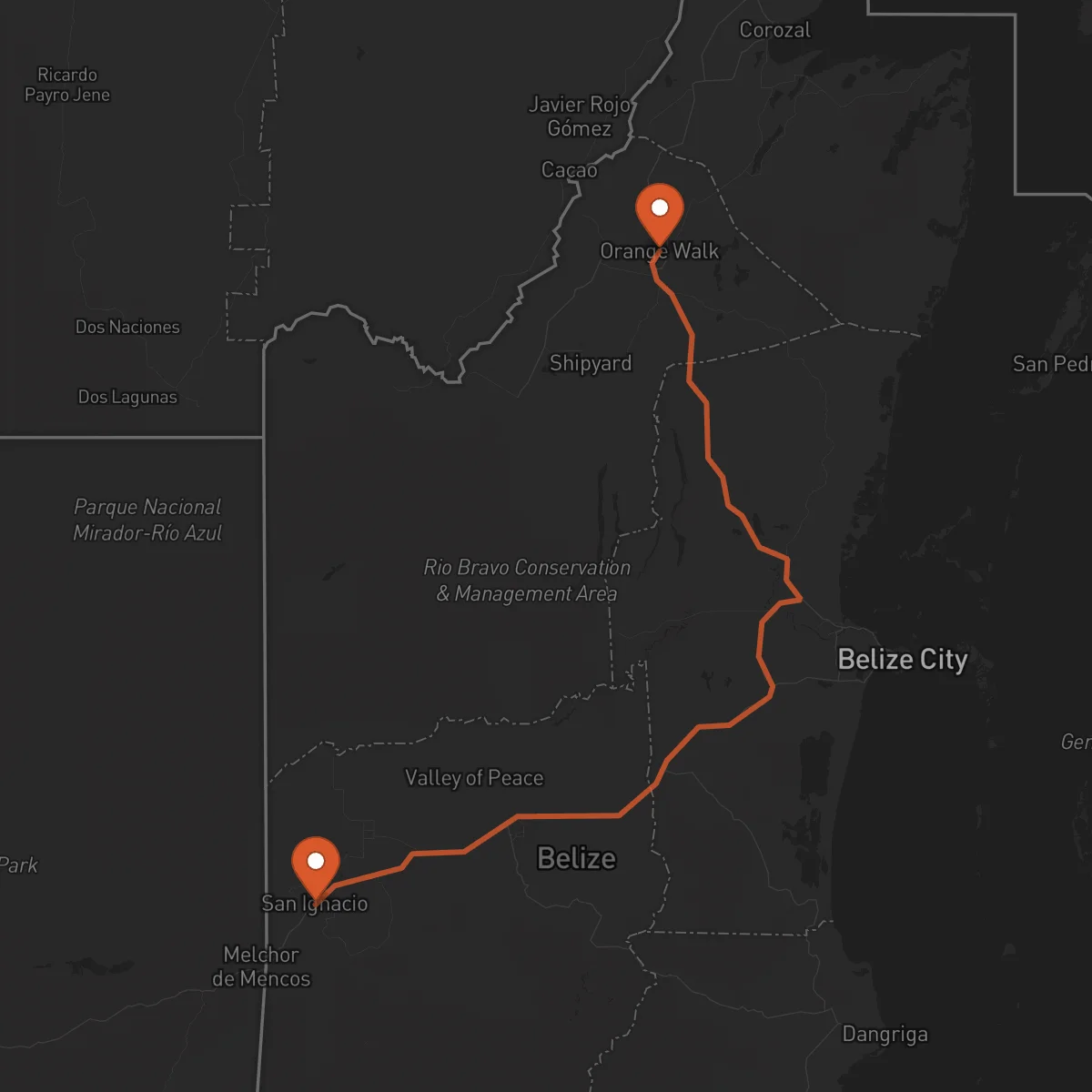 Ruta Orange Walk Town - San Ignacio