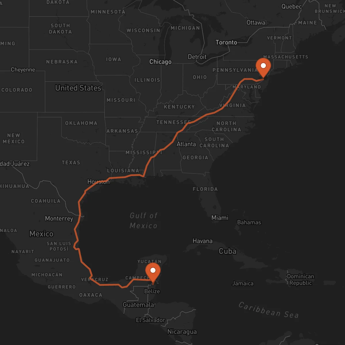 Ruta Trenton - Orange Walk Town