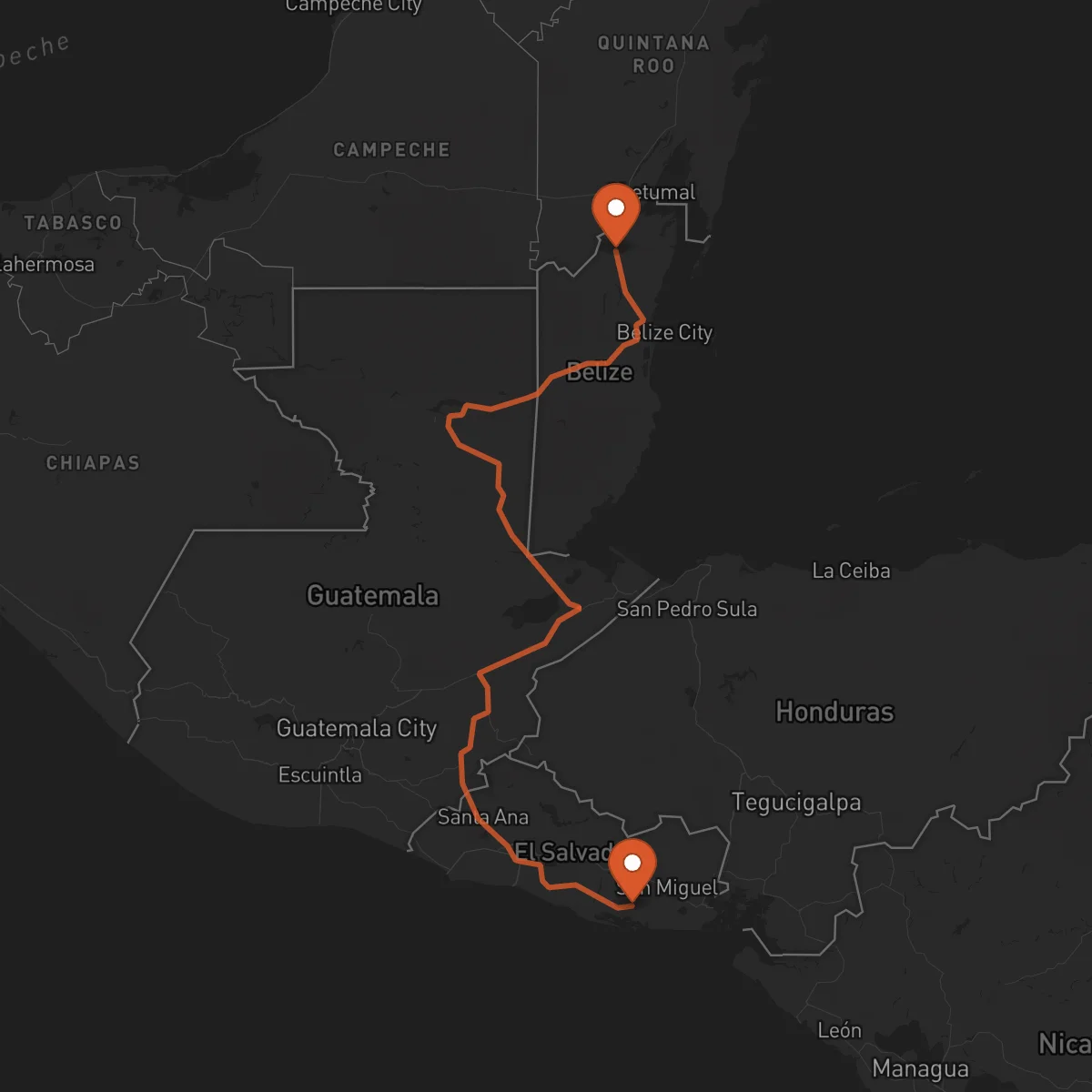Ruta Usulután - Orange Walk Town