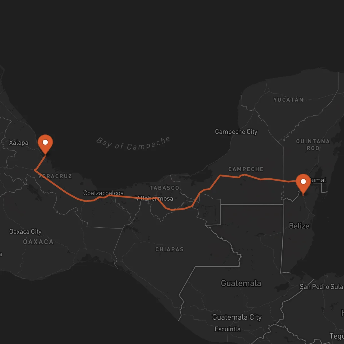 Ruta Orange Walk Town - Veracruz