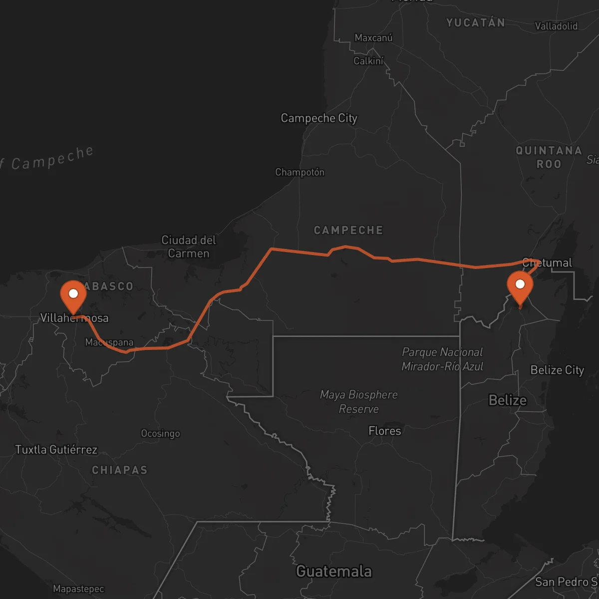 Ruta Orange Walk Town - Villahermosa
