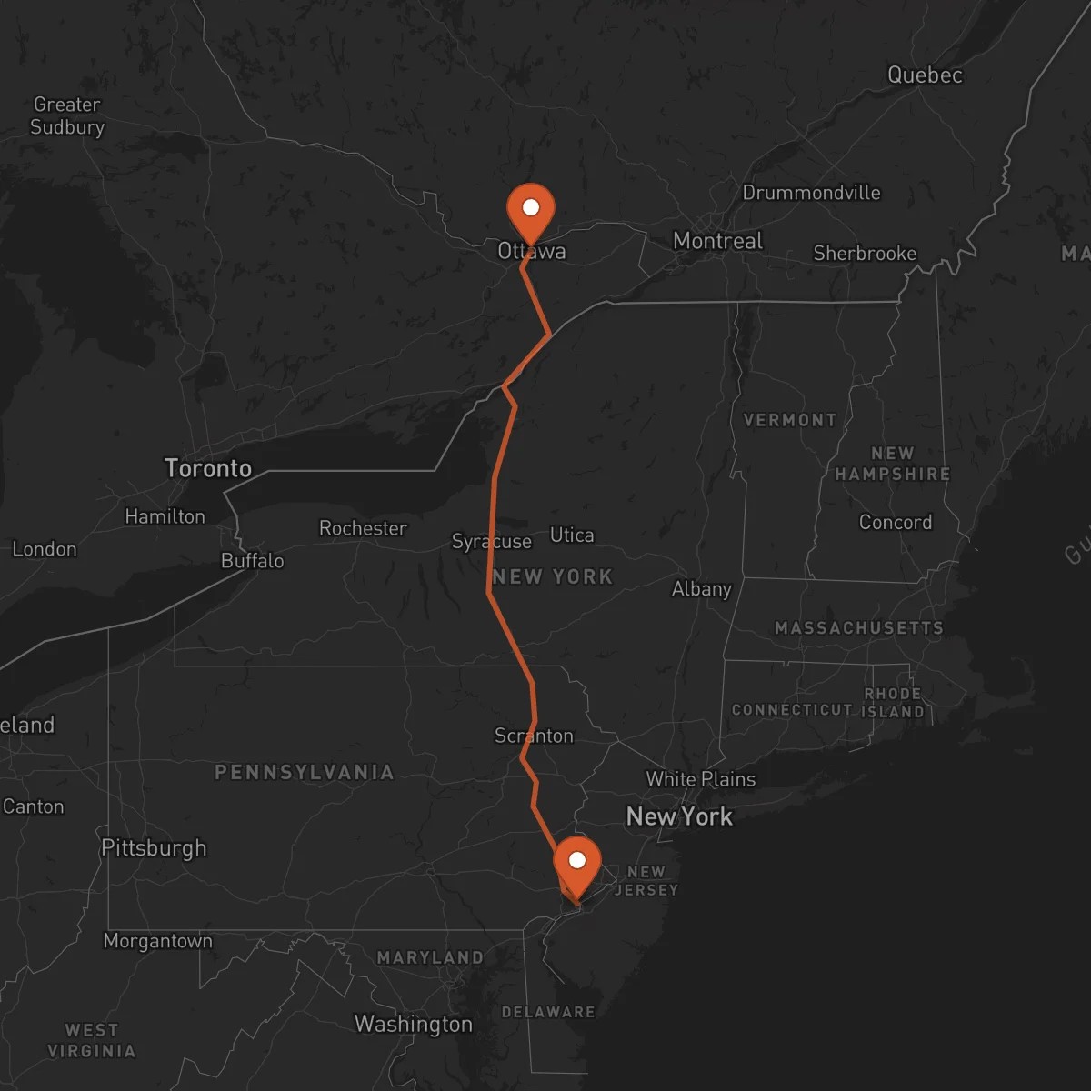 Ruta Ottawa - Philadelphie