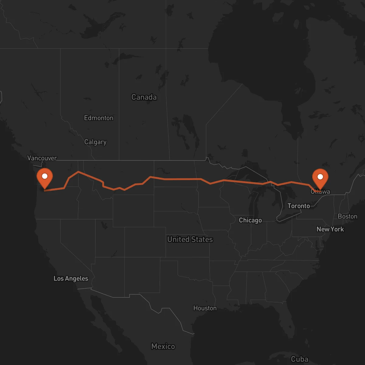 Ruta Ottawa - Portland