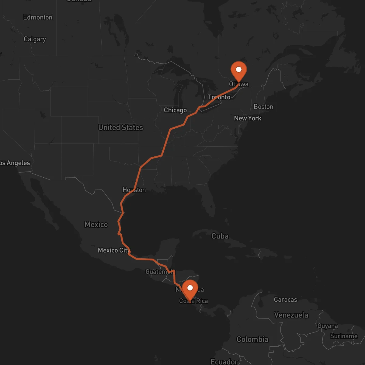 Ruta Ottawa - Puntarenas