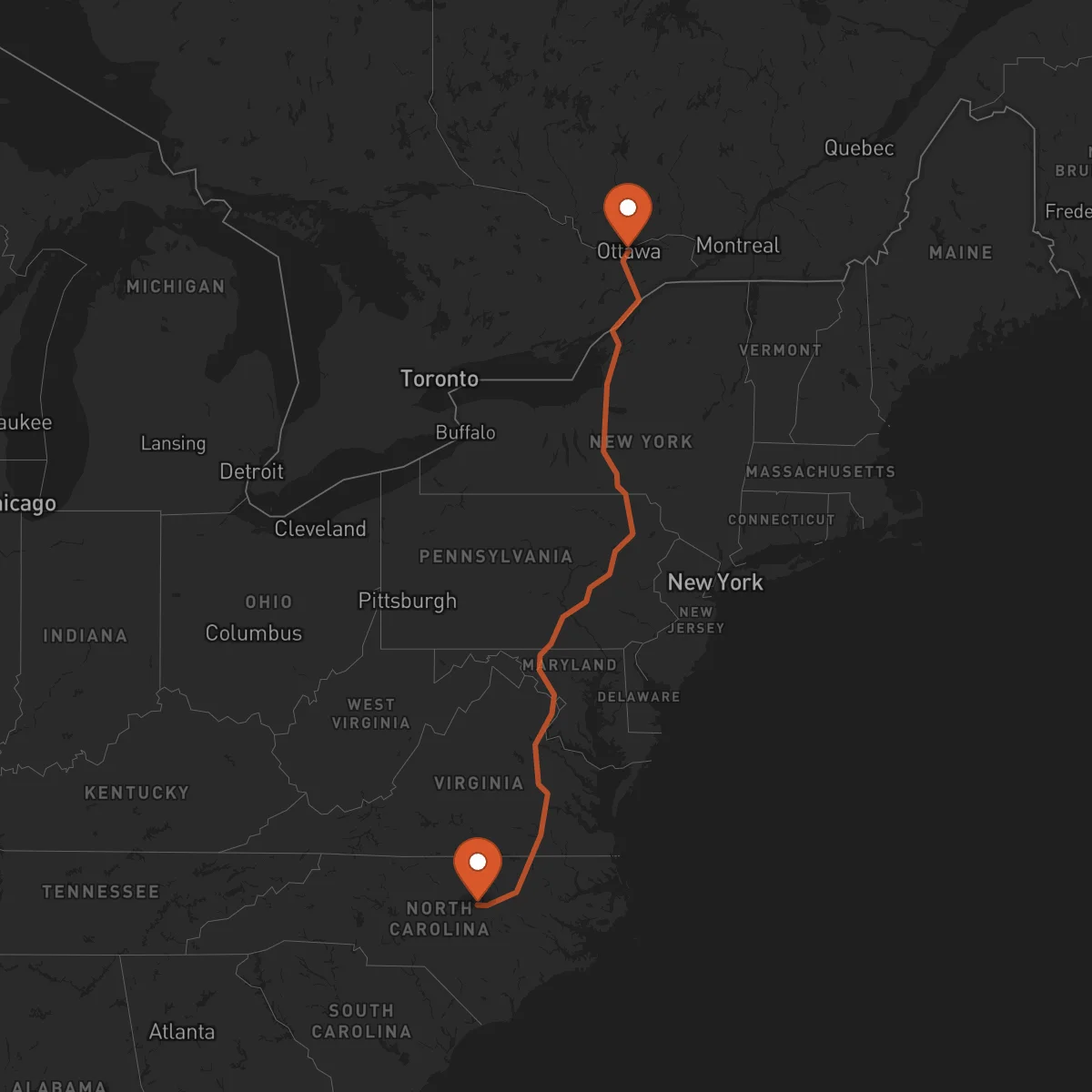 Ruta Raleigh - Ottawa