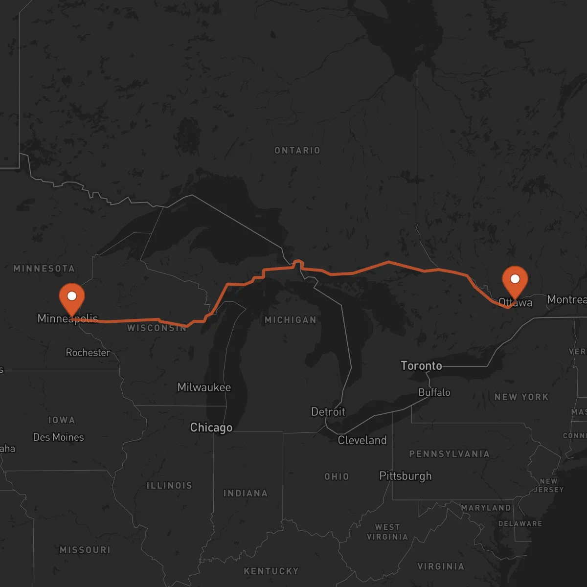 Ruta Ottawa - Saint Paul