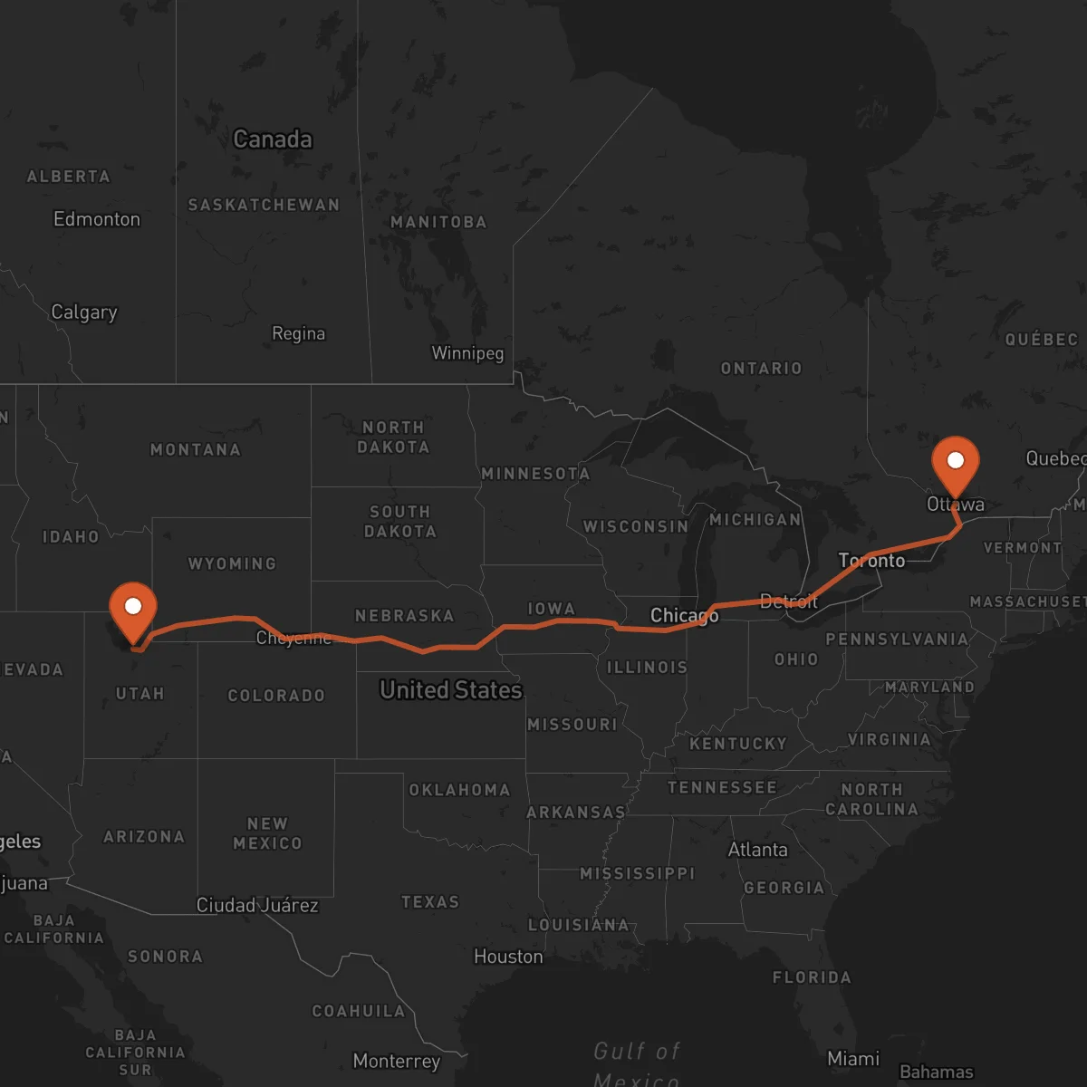 Ruta Salt Lake City - Ottawa