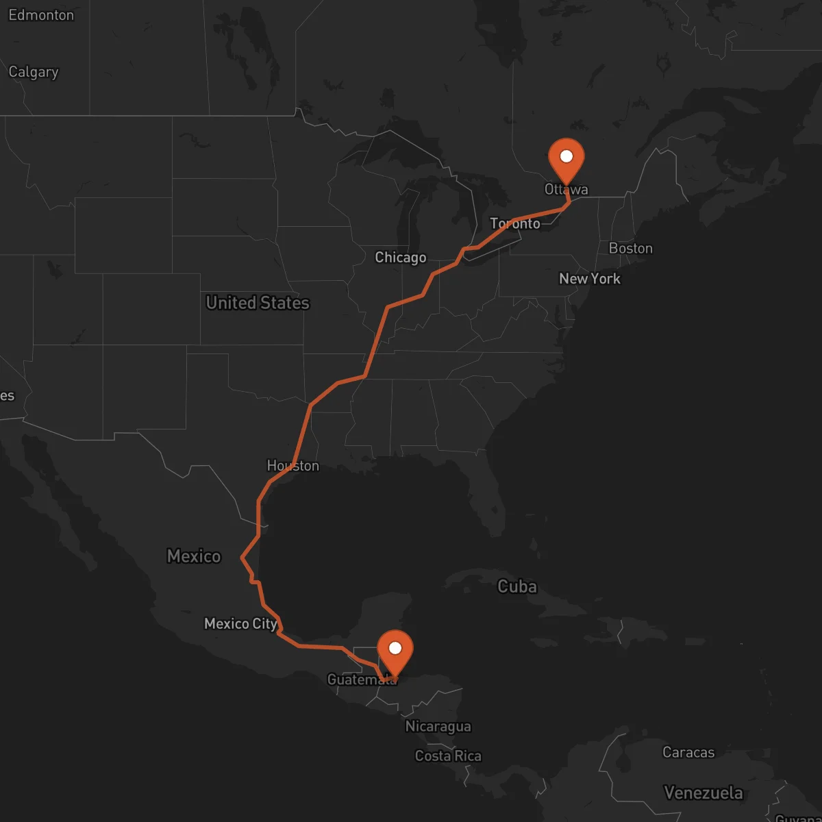 Ruta San Pedro Sula - Ottawa