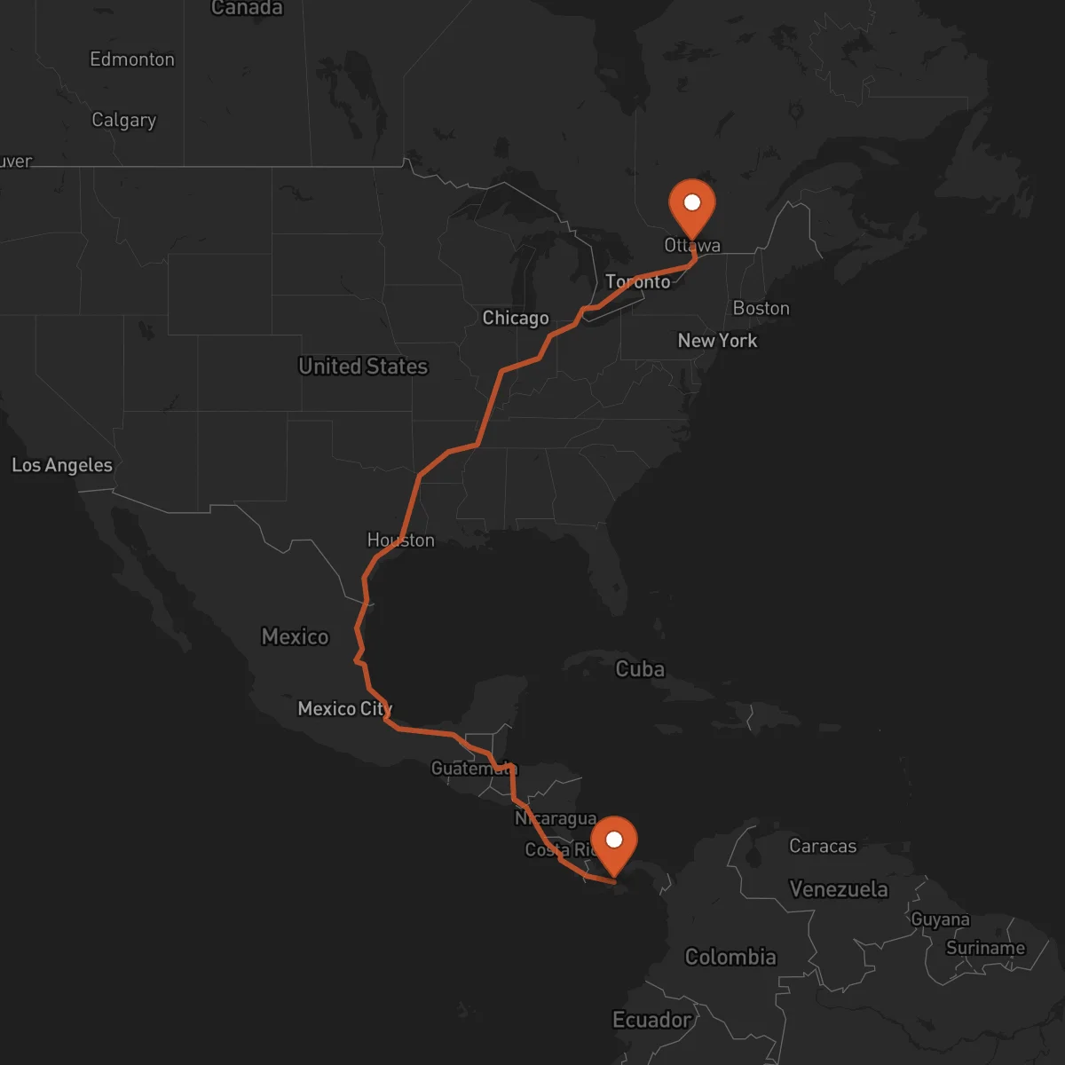 Ruta Ottawa - Santiago de Veraguas