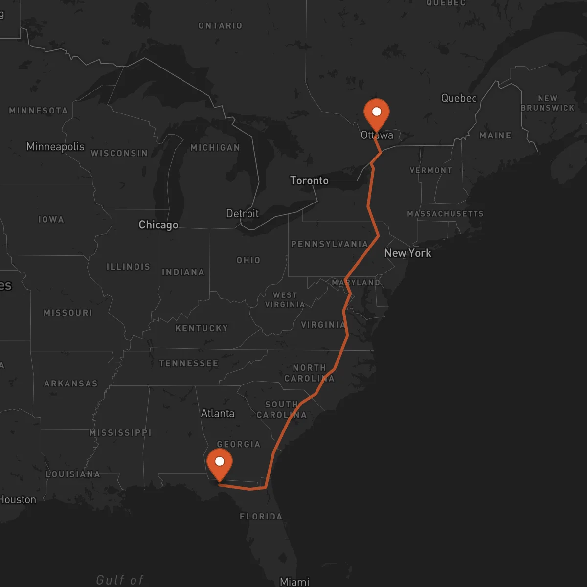Ruta Ottawa - Tallahassee