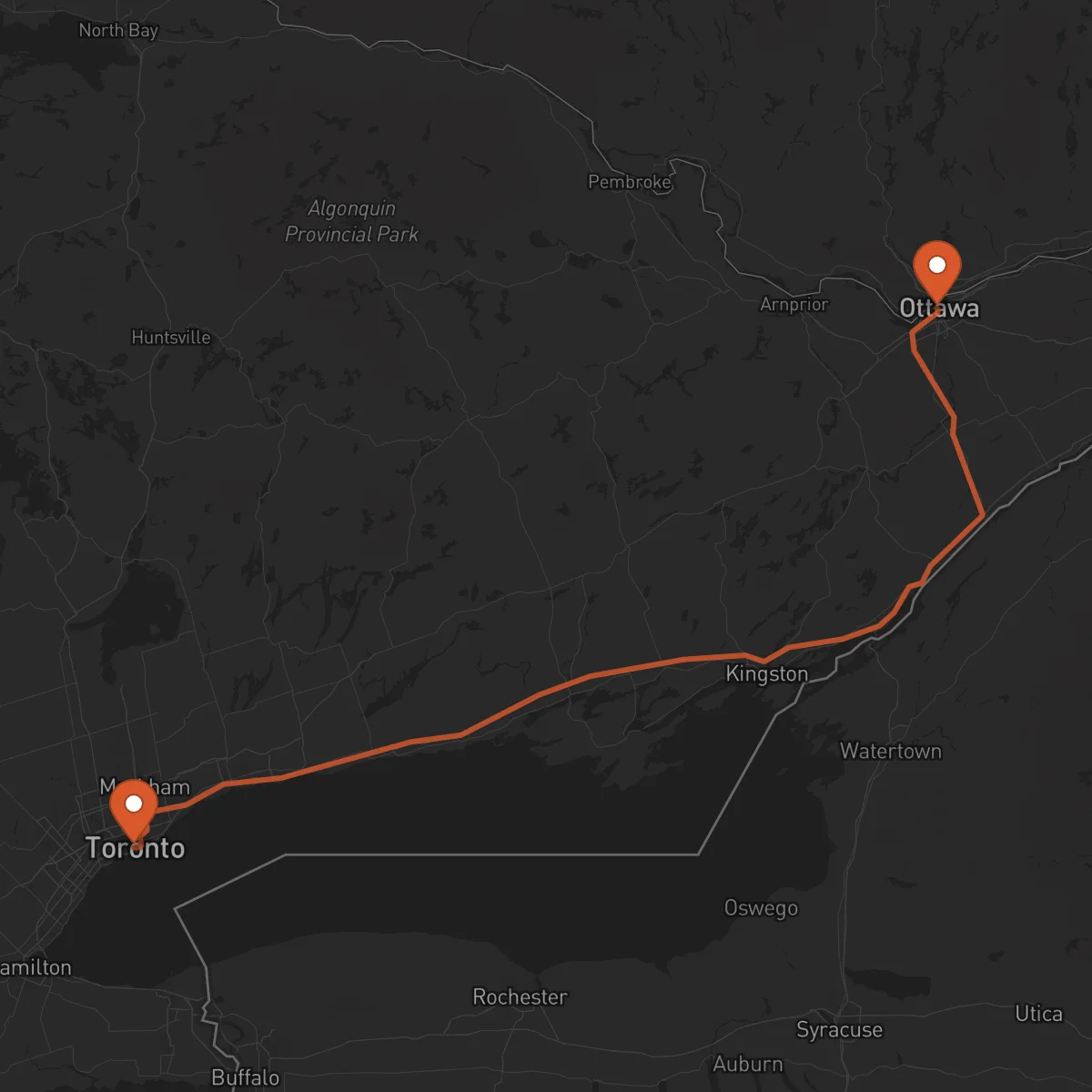 Ruta Ottawa - Toronto