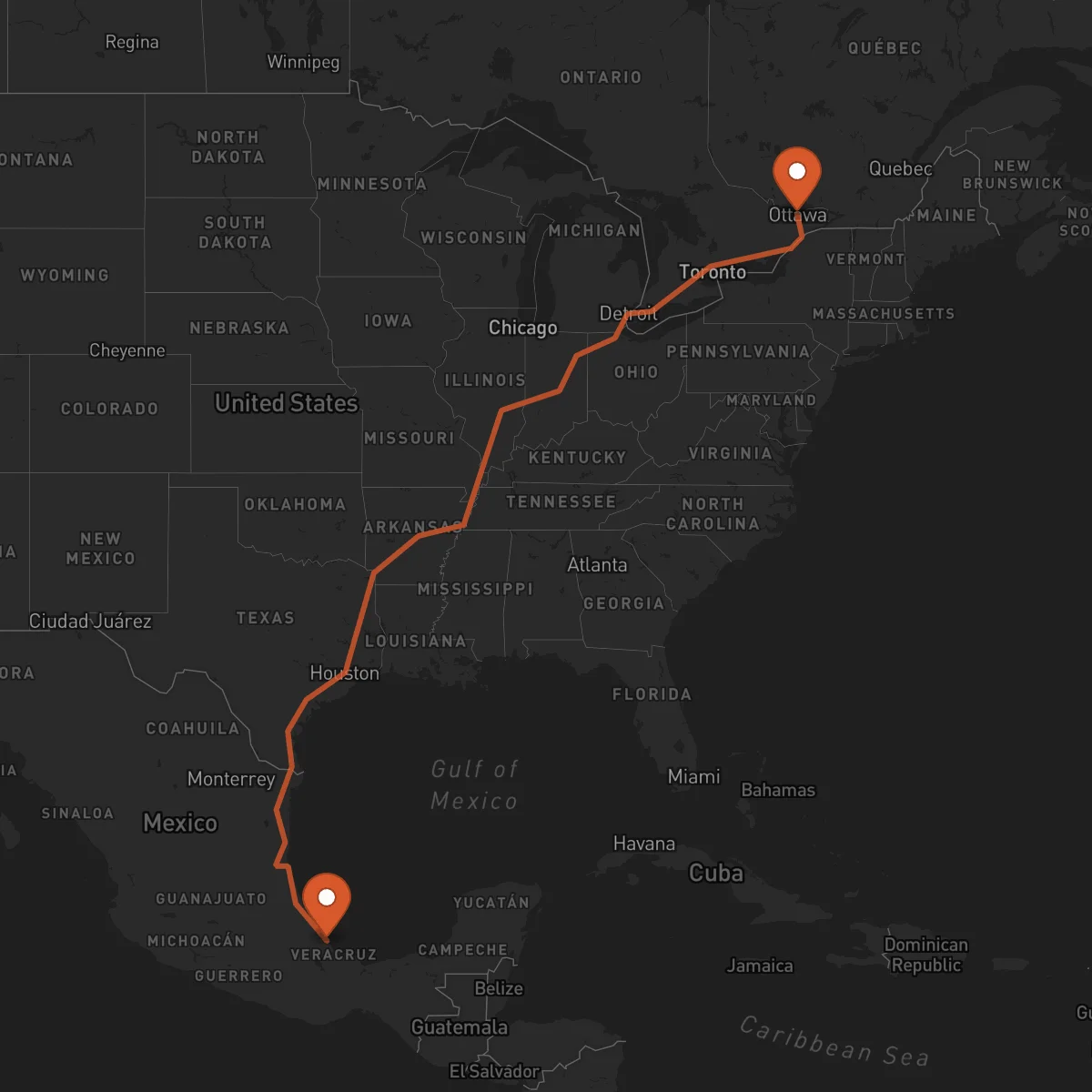 Ruta Ottawa - Veracruz