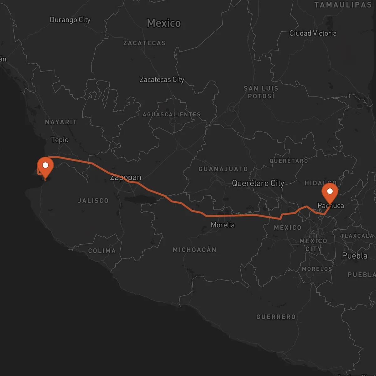 Ruta Pachuca de Soto - Puerto Vallarta