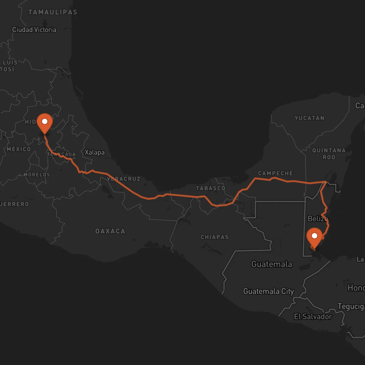 Ruta Pachuca de Soto - Punta Gorda