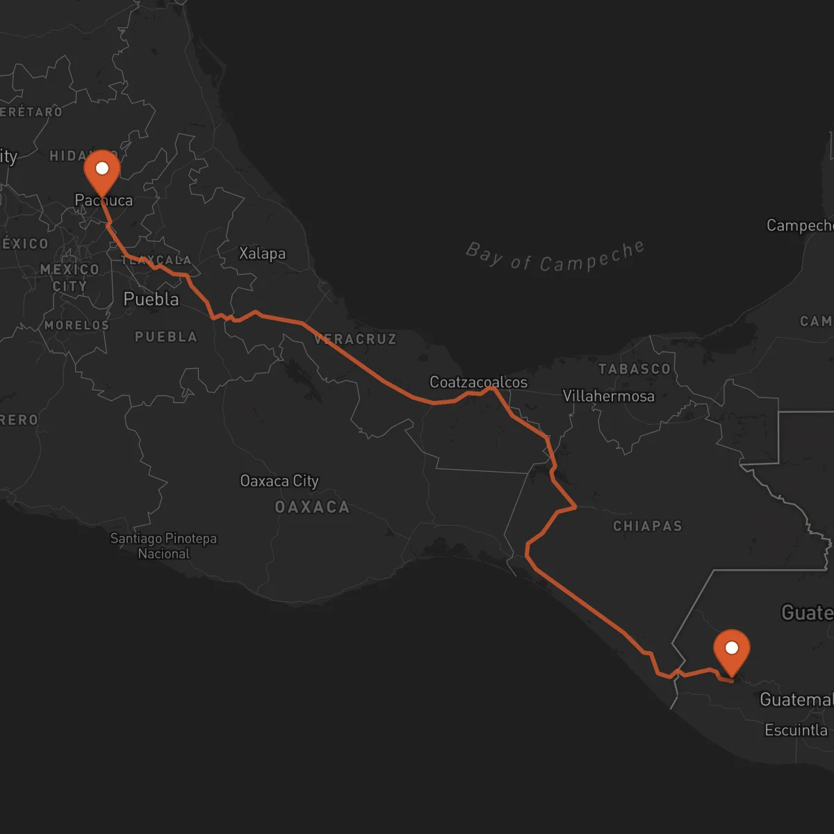 Ruta Quetzaltenango - Pachuca de Soto