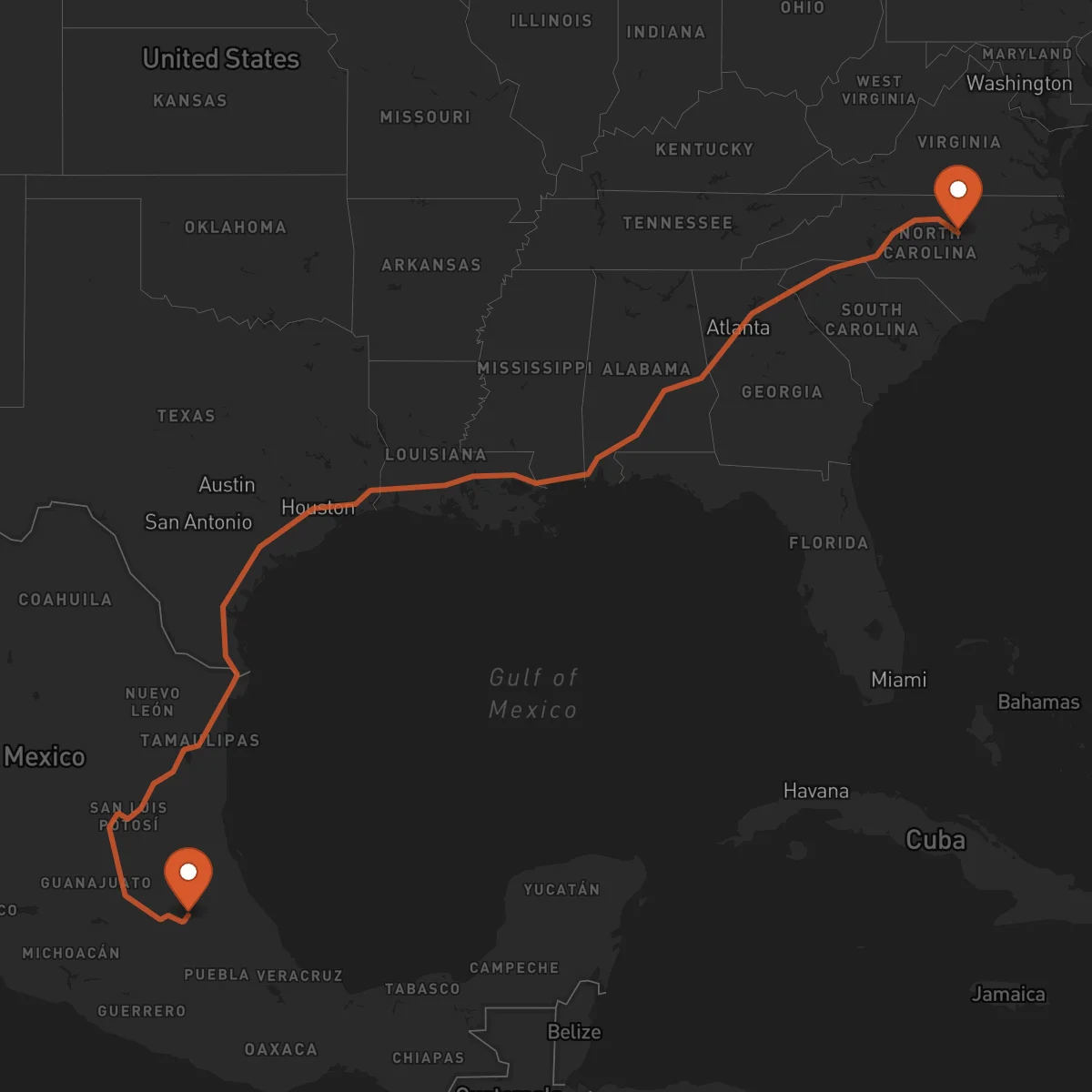 Ruta Pachuca de Soto - Raleigh