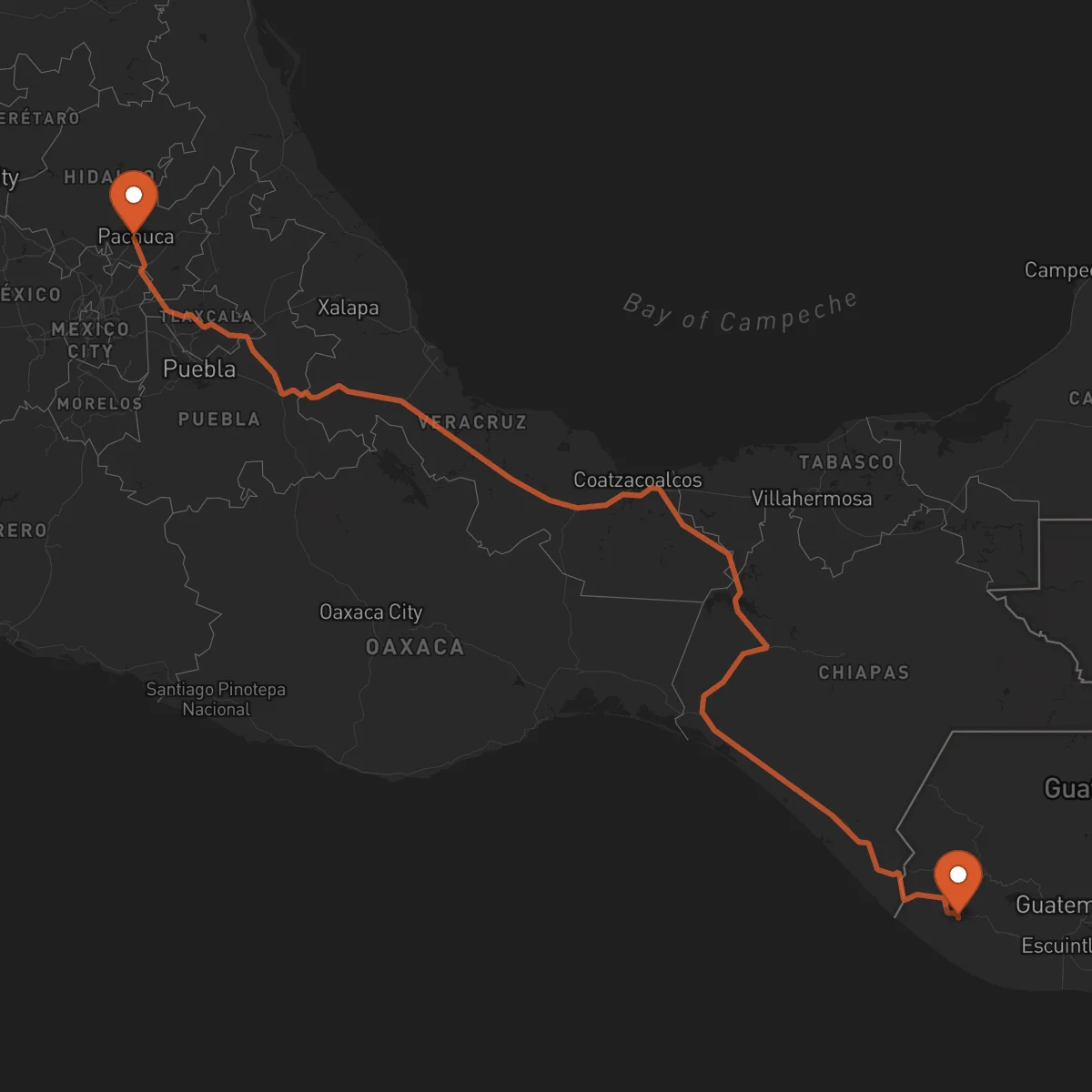 Ruta Retalhuleu - Pachuca de Soto
