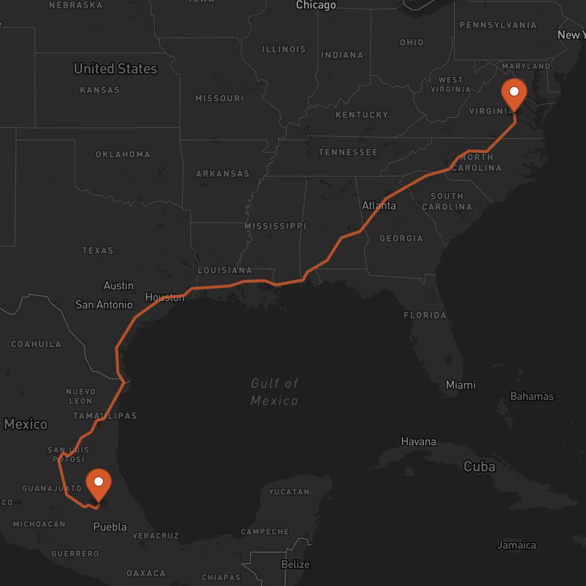 Ruta Pachuca de Soto - Richmond