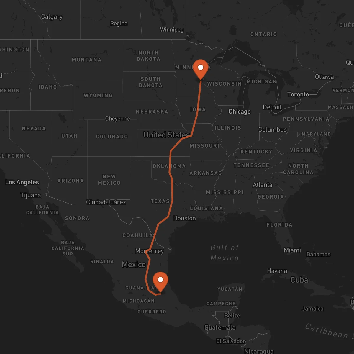 Ruta Saint Paul - Pachuca de Soto