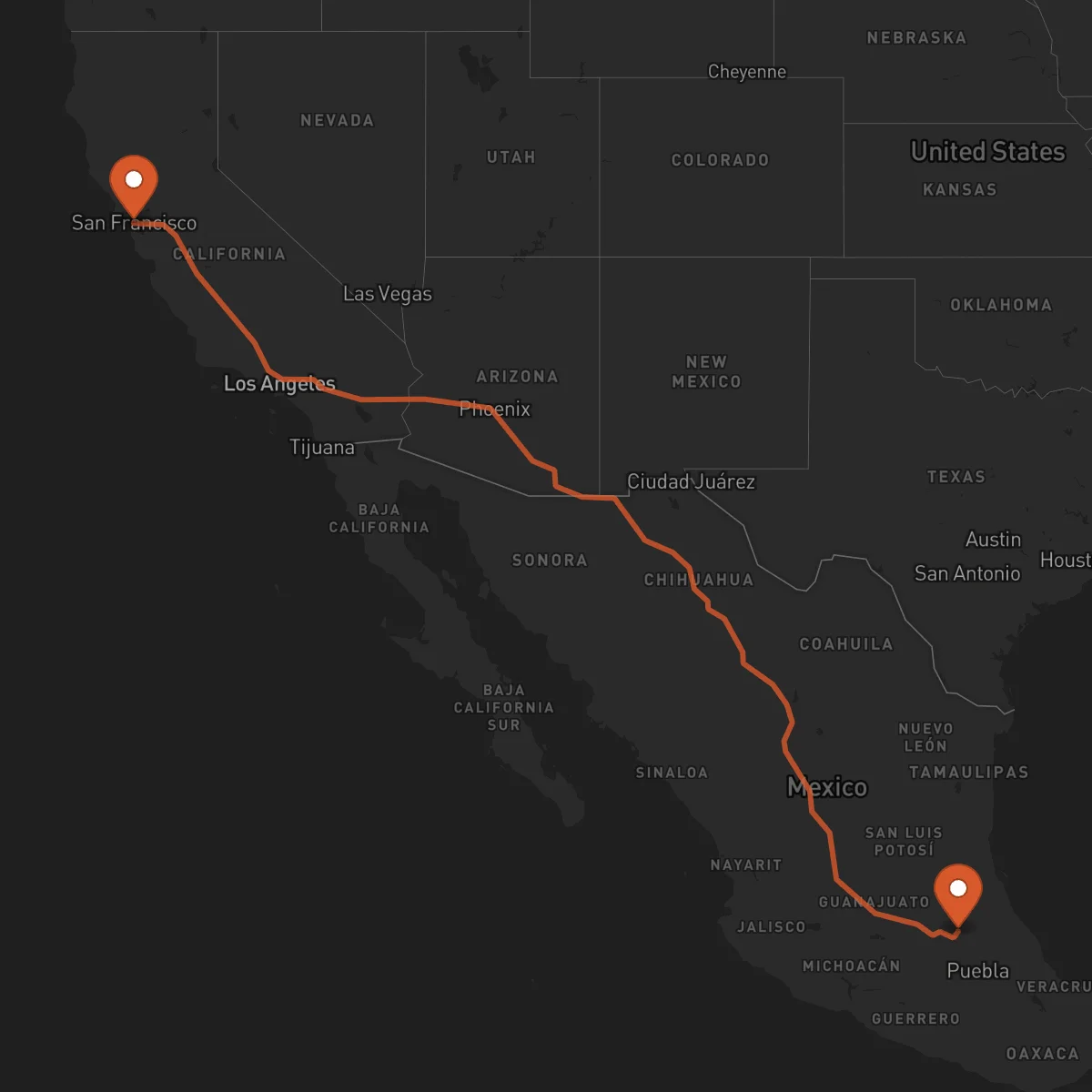 Ruta San Francisco - Pachuca de Soto