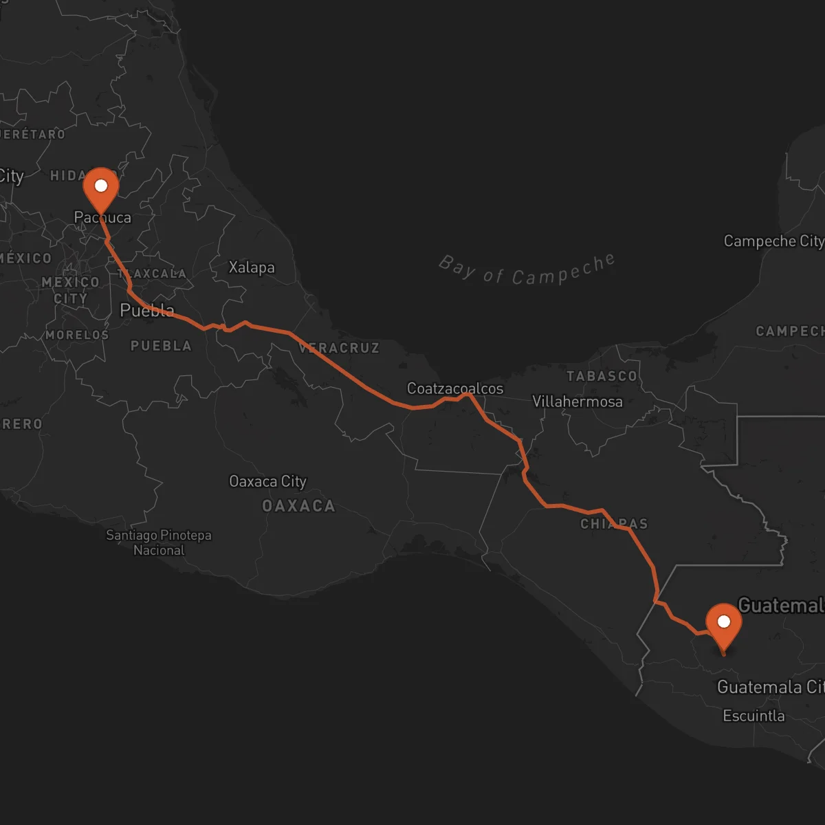 Ruta Pachuca de Soto - Santa Cruz del Quiché