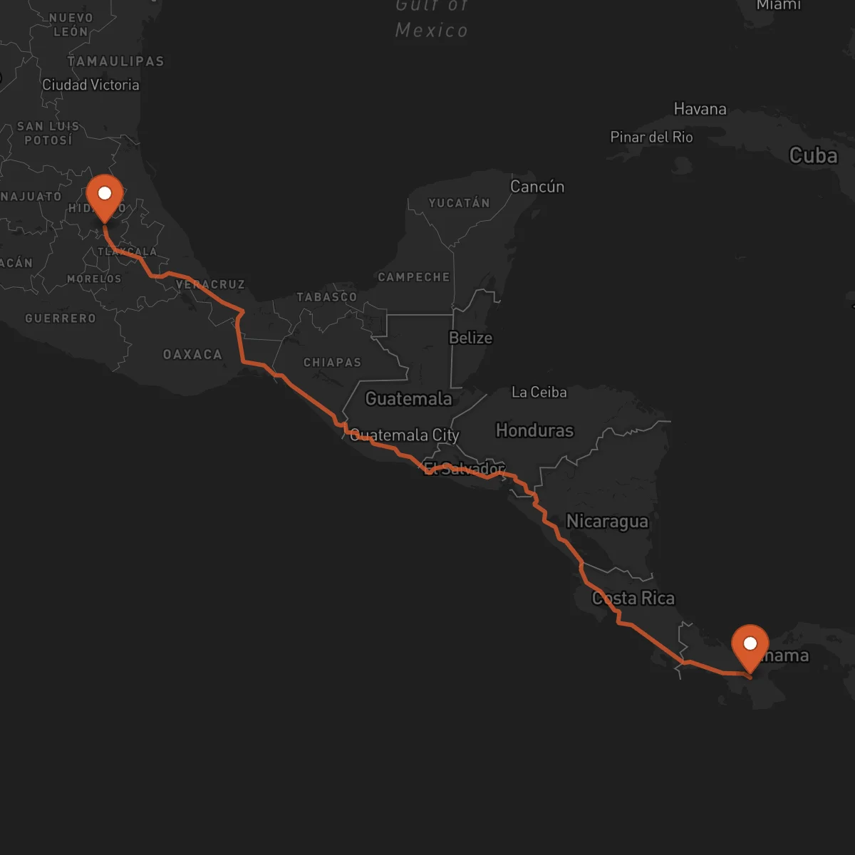 Ruta Santiago de Veraguas - Pachuca de Soto