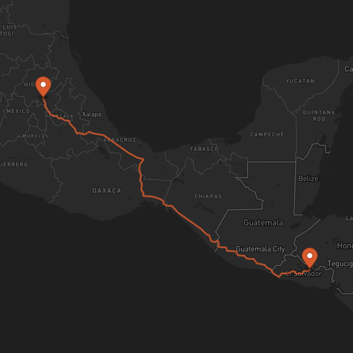 Ruta Sensuntepeque - Pachuca de Soto