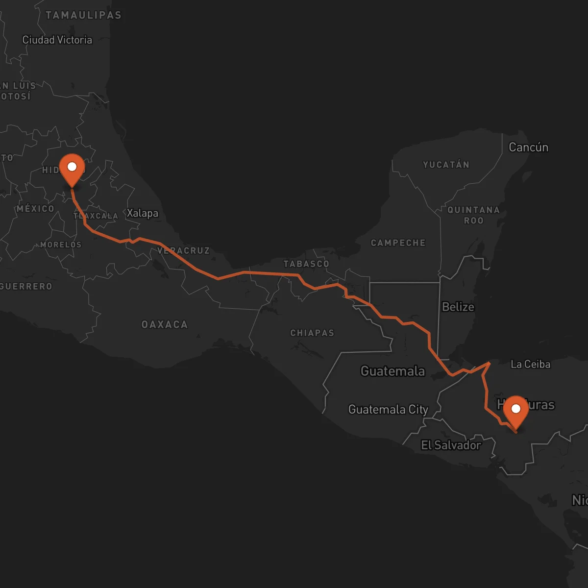 Ruta Pachuca de Soto - Tegucigalpa