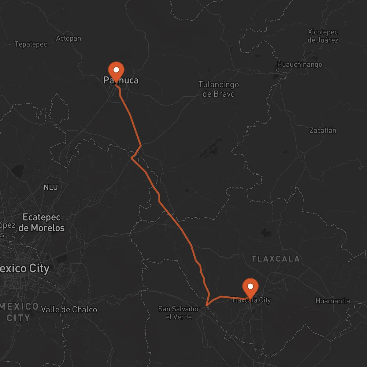 Ruta Tlaxcala - Pachuca de Soto