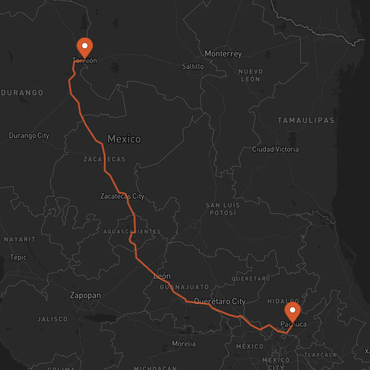 Ruta Pachuca de Soto - Torreón